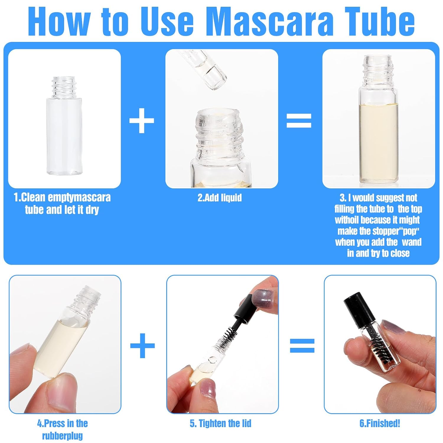 30Pcs Empty Mascara Tube with Eyelash Wand 2ml Mascara Bottles with Brush Rubber Inserts Mini Eyelashes Cream Container Bottle for Travel Small Sample Size Eyelash Growth packing (2ml/30pcs)