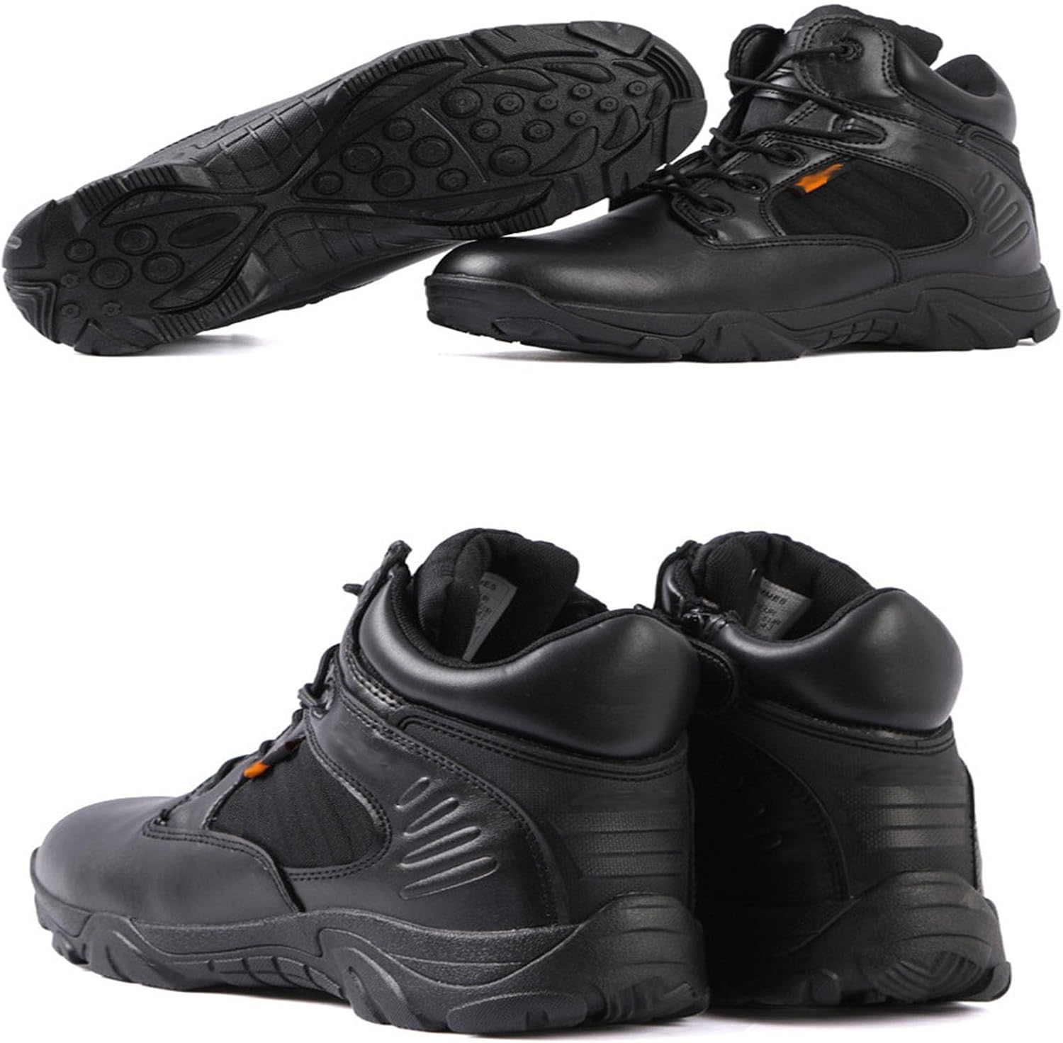 Men's Breathable Tactical Military Work Boots Side Zipper Leather Lightweight Hiking Motorcycle Combat Boots