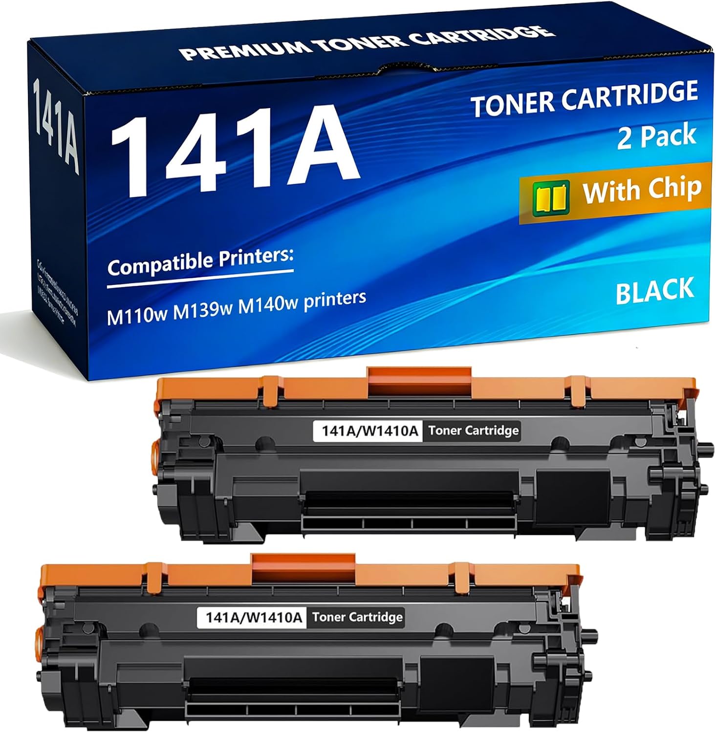 APRONE 141A Black Toner Cartridges 2 Pack (with Chip) Compatible for HP 141A W1410A 141X Toner Cartridge for M110w MFP M139w M140w Printer