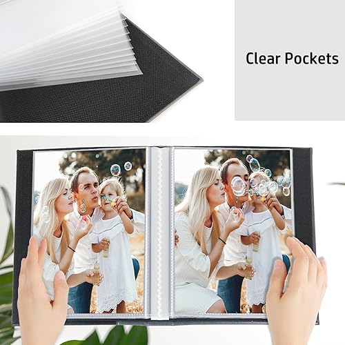 Miniatura 5 de Artmag Álbum de fotos pequeño de 4 x 6 pulgadas, paquete de 2 unidades, cada paquete con 26 páginas transparentes tiene capacidad para 52 fotos