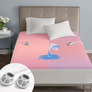 Serta Queen Waterproof Heated Mattress Pad: 10 Heat Settings, Dual Controls, Auto Shut-Off, Machine Washable, ETL Certified