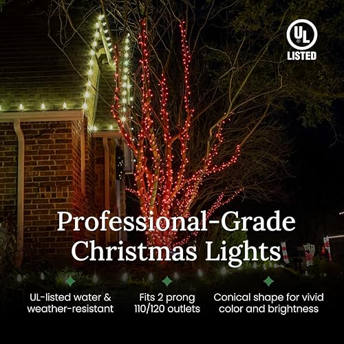 Miniatura 3 de Luces LED de Navidad profesionales  50 bombillas, 25 pies  Grado profesional para interiores y exteriores 0.197 in gran angular cuerdas de luz