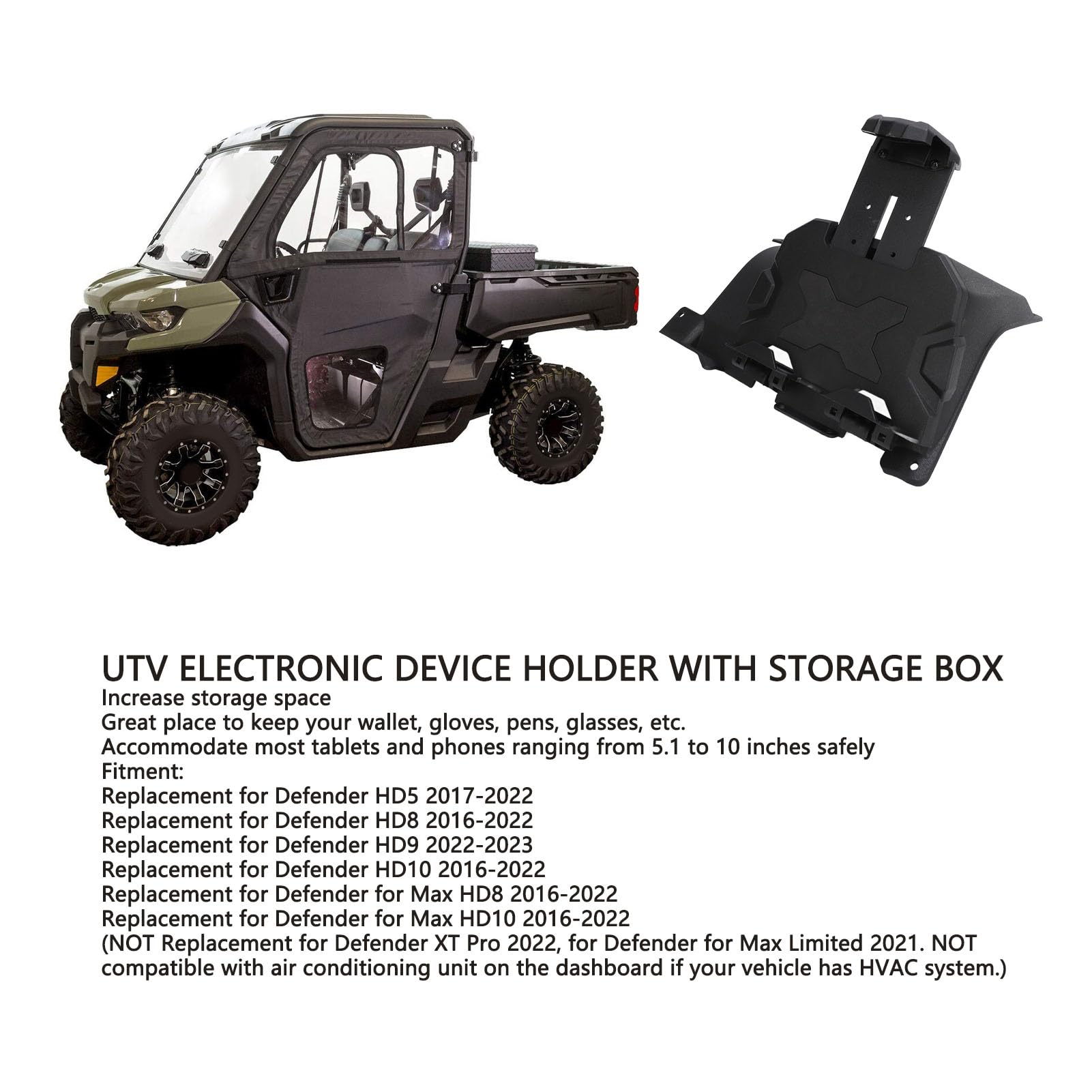 UTV 10-calowy Uchwyt na Urządzenie Elektroniczne Trwały Schowek na HD5 HD8 HD9 HD10, na większość Tabletów i Telefonów, materiał HDPE