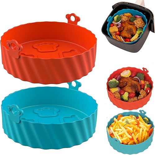 Miniatura 7 de Forros para freidora de aire reutilizables para freidora de aire doble Ninja Foodi, forros rectangulares para freidora de aire, paquete de 2 forros