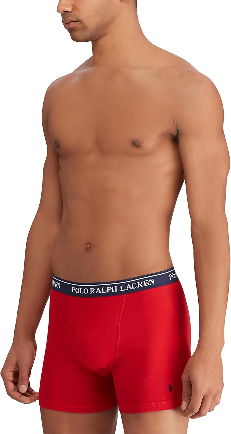 POLO RALPH LAUREN Men's Classic Fit Cotton Boxer Briefs, Trunks & Long Leg Available, 3-Pack - Image 3