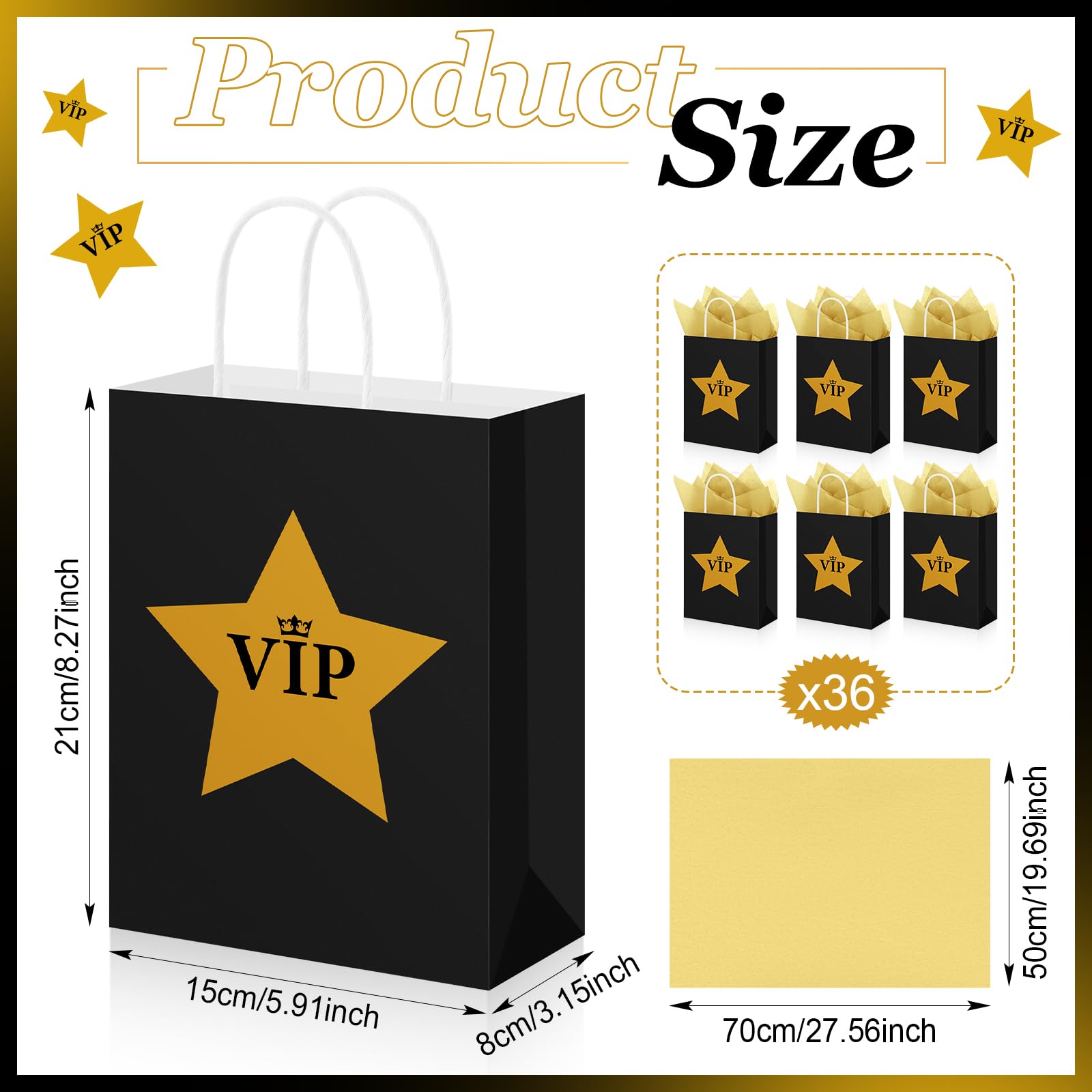 AmazingSpark 36 Stück VIP-Party-Dekorationen, Geschenktüten mit Griffen