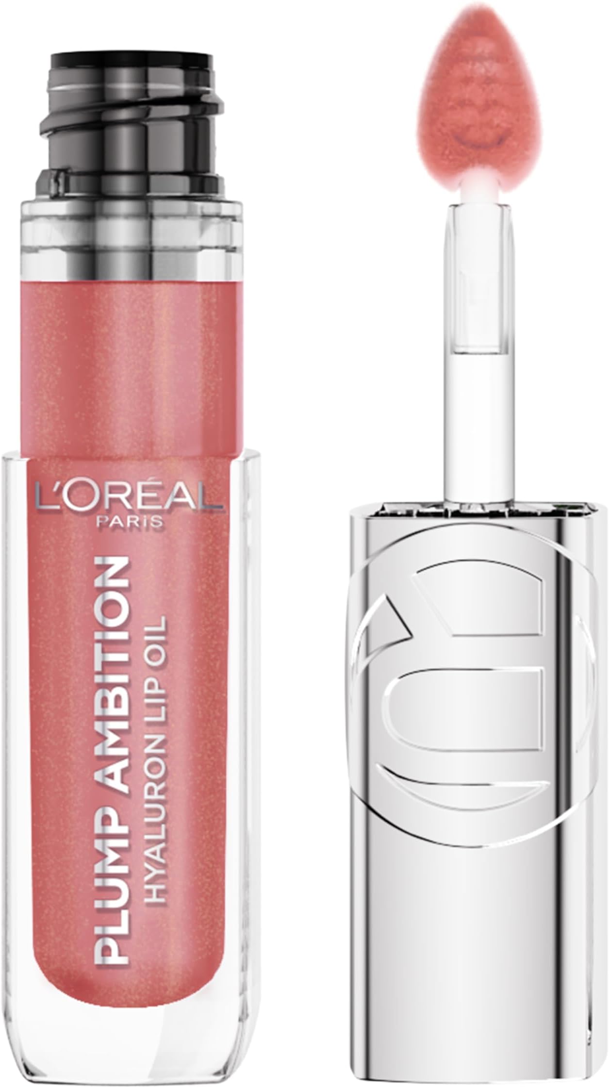 Plump Ambition Hyaluron Lip Oil, 24 HR Lip Gloss with Hyaluronic Acid, Volumizing Formula with Glass-Like Shine, Nude Macaron 650, 0.16 Fl Oz