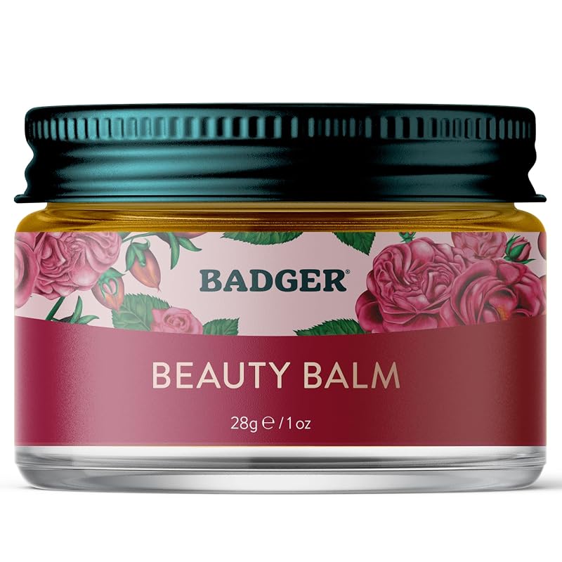 Badger Bálsamo Corporal de Rosa Orgânica para Rosto, Pescoço e Mãos, Pote com 28 g