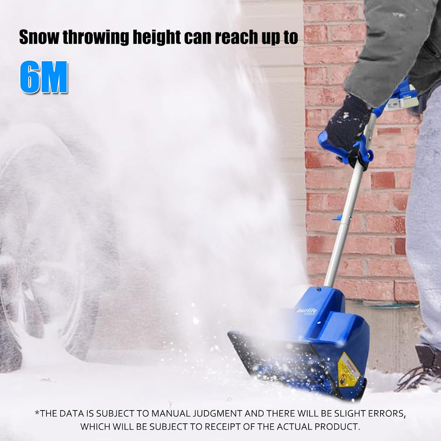 Lanzador de nieve a batería, sistema de batería inalámbrico de 24 V/4,0 Ah, lanzador de nieve eléctrico de mano, con batería de iones de litio de 4,0 Ah y cargador, para propietarios de viviendas