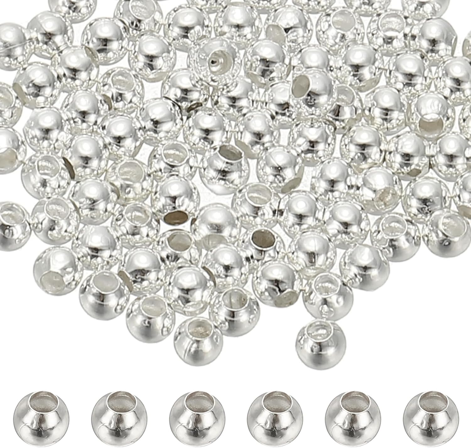 PATIKIL 2 mm Spacer Beads, 100 Pcs Metal Charm Loose Disc Round Slider Stopper Bead Spacers Bulk for Jewelry Making DIY Bracelet Necklace Earrings, Silver Tone
