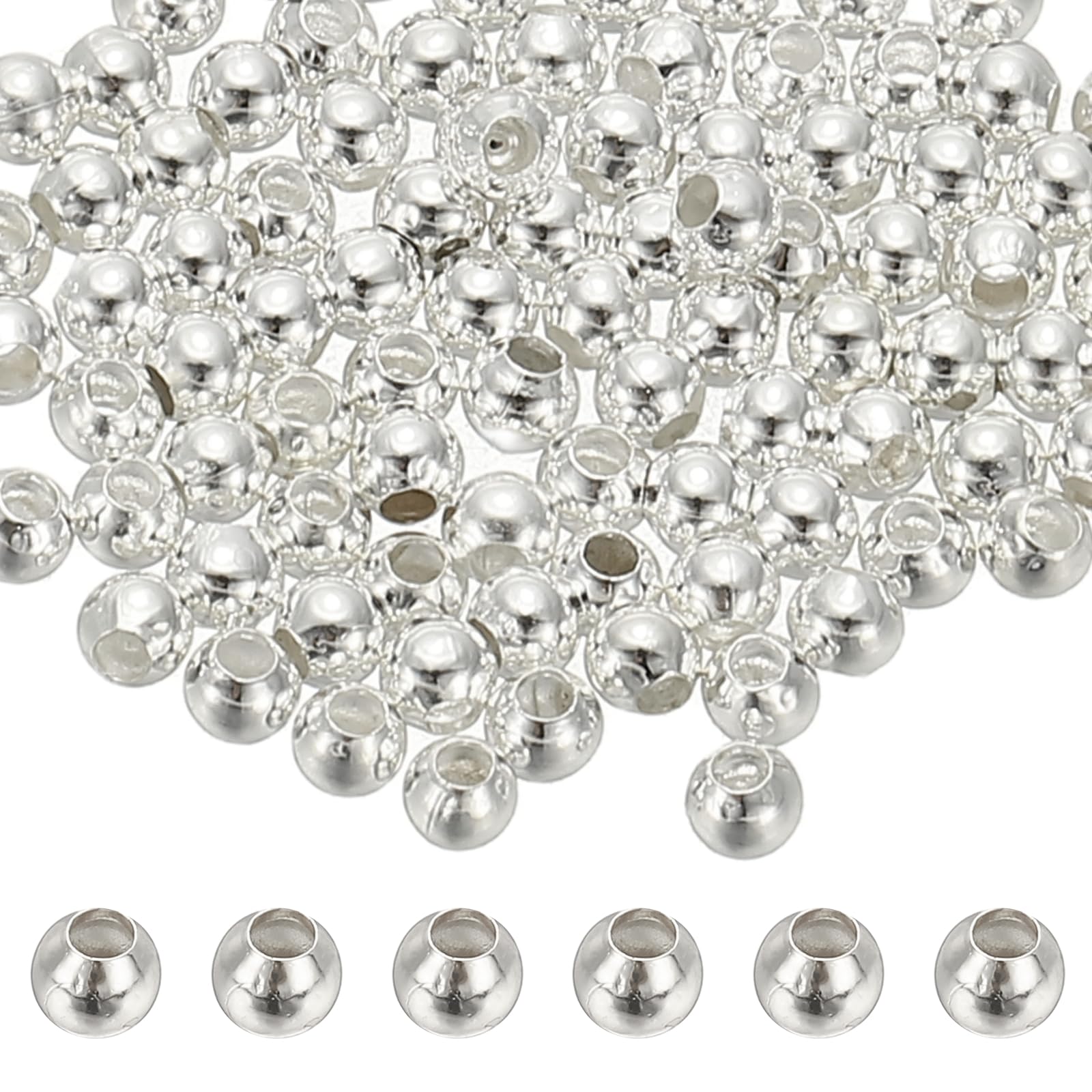 PATIKIL 2 mm Spacer Beads, 100 Pcs Metal Charm Loose Disc Round Slider Stopper Bead Spacers Bulk for Jewelry Making DIY Bracelet Necklace Earrings, Silver Tone — image 1