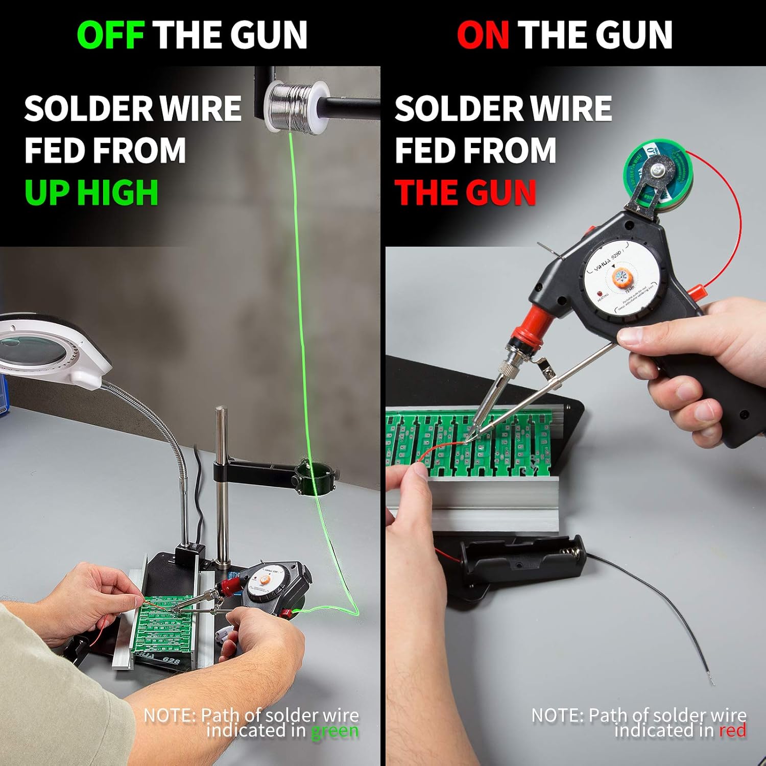 Crazy Clearance YIHUA 929D-I Motorized Automatic Feed Soldering Gun with Variable Precise Temp (392 - 842°F), On-off Switch, Temp Adjustment Dial for Single-Handed soldering work, Wire Splicing, Wire-to-switch Limited Stock YIHUA 929D-I Motorized Automatic Feed Soldering Gun with Variable Precise Temp (392 - 842°F), On-off Switch, Temp Adjustment Dial for Single-Handed soldering work, Wire Splicing, Wire-to-switch