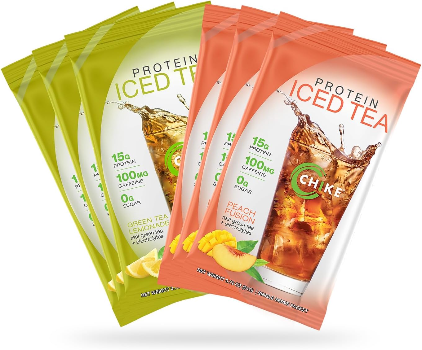 CHIKE ChikePeach Fusion Protein Iced Tea, 15g Protein, 100mg Caffeine, 0g Sugar, Keto Friendly and Gluten Free, 14 Servings (10.1 Ounce)