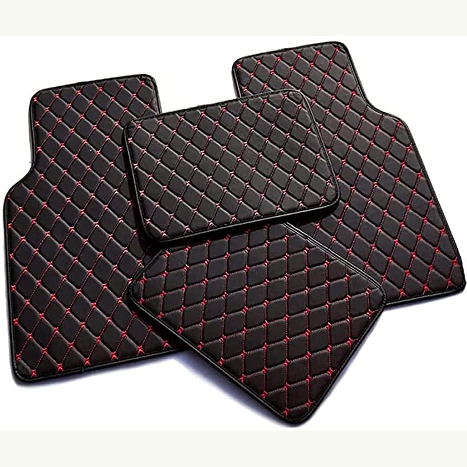 Car Floor Mat,for Audi A4 MK B7 2005-2008(RHD),Waterproof Front Rear Mats Foot Pad Protector Interior Accessories,D-Black-red