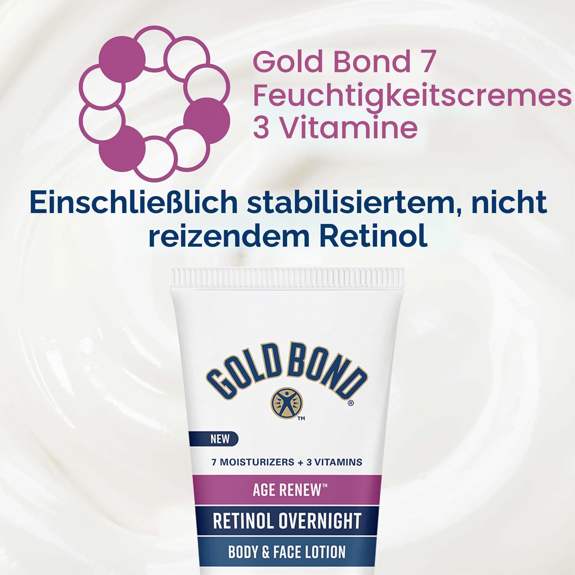 Gold Bond Age Renew Retinol Overnight Body & Face Lotion, with Retinol & Peptide Complex, 7 oz.