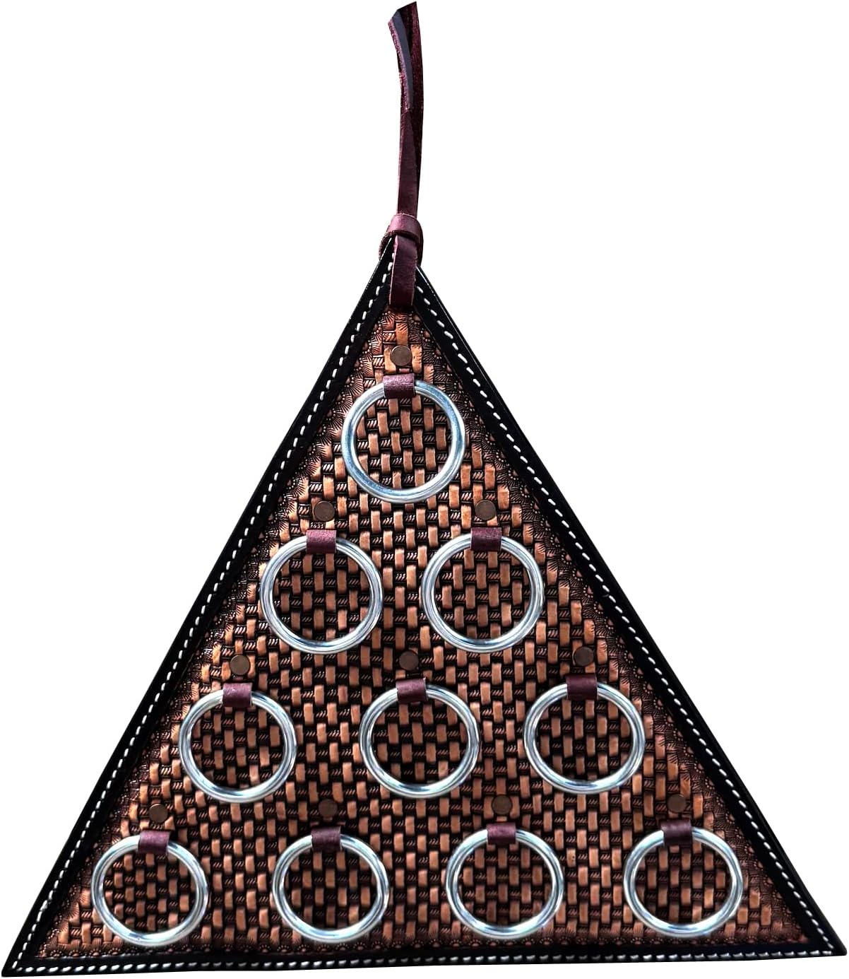 Handmade Leather Wild Rag Hanger – Tooled Western Leather Wild Rag Organizer with Heavy-Duty D-Rings – Western Cowgirl Tack Accessory for Scarves, Wild Rags & Gear 012