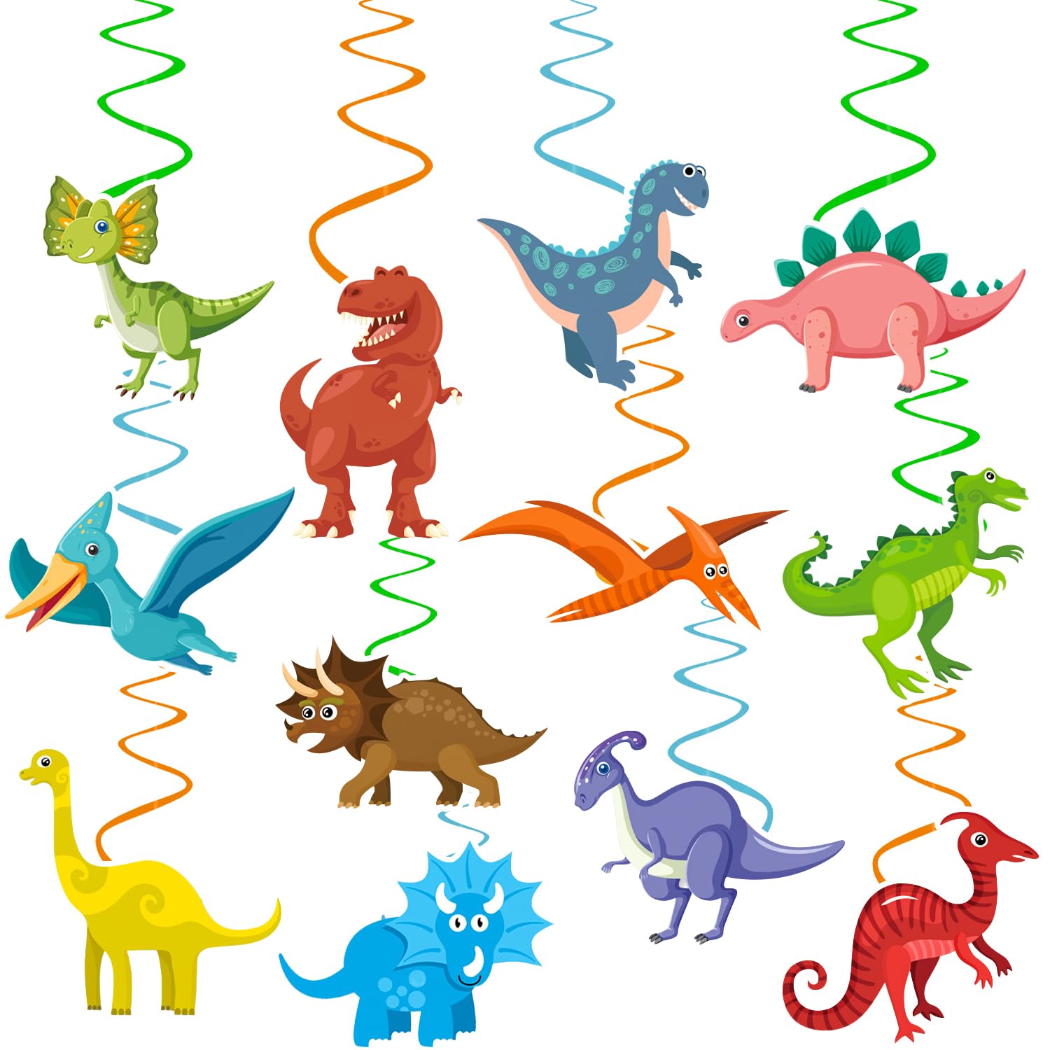24PCS Dinosaur Party Decorations Hanging Swirls Dino Birthday Decorations Safari Party Supplies for Boys and Kids Jurassic and Dinosaur Events Theme