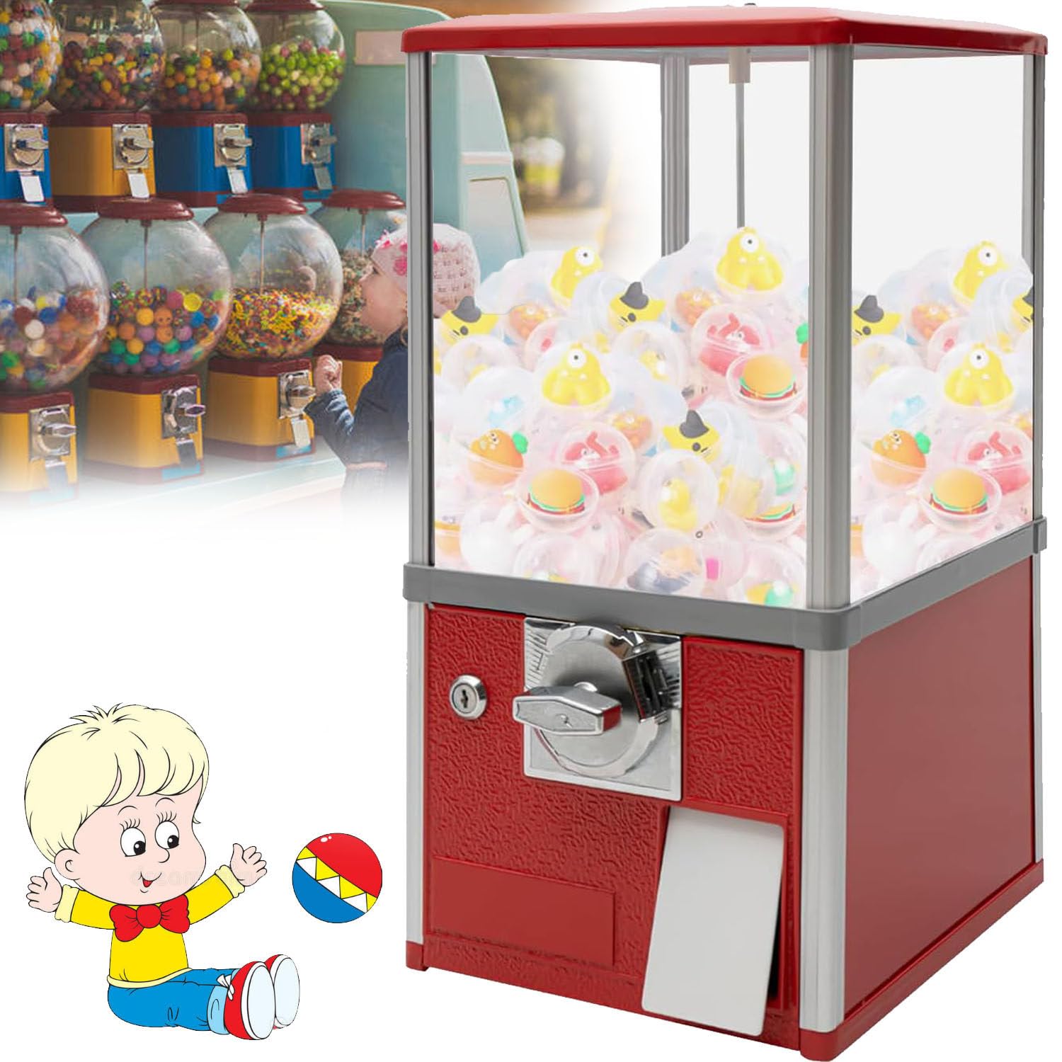 Máquina expendedora de chicles y juguetes en cápsula para fiestas de cumpleaños
