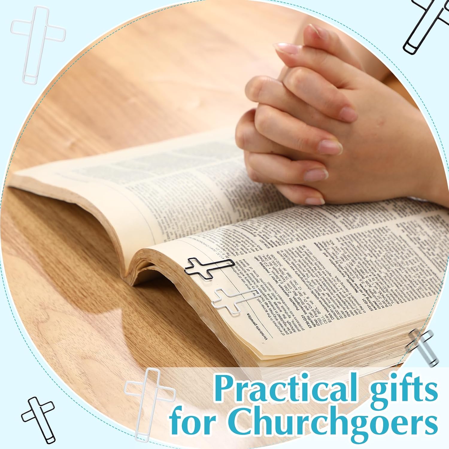 100 Pcs Cross Paper Clips 1.34 x 0.8 Inches Cute Paper Clips Christian Journaling Supplies for Bookmark Study Bible Gifts(Black and White) image 4