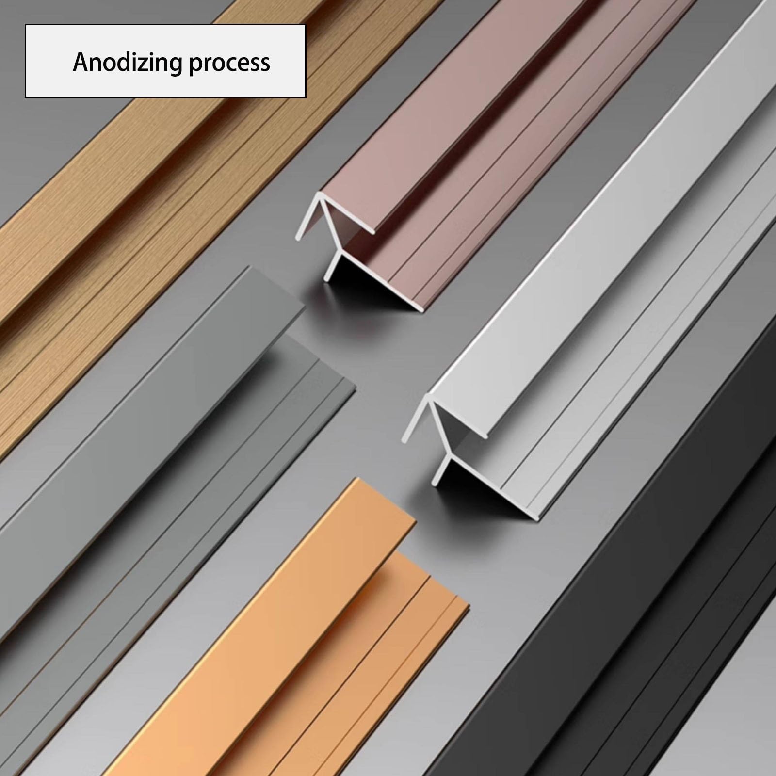 Fliesenumrandung aus Aluminium für Außenwände und Wand, 3,5-18,5 mm, 100 cm, 3 Stück, Anti-Kollision, dekorativ, für Flur, Lobby, Wohnzimmer (Gold, 9,5 mm)