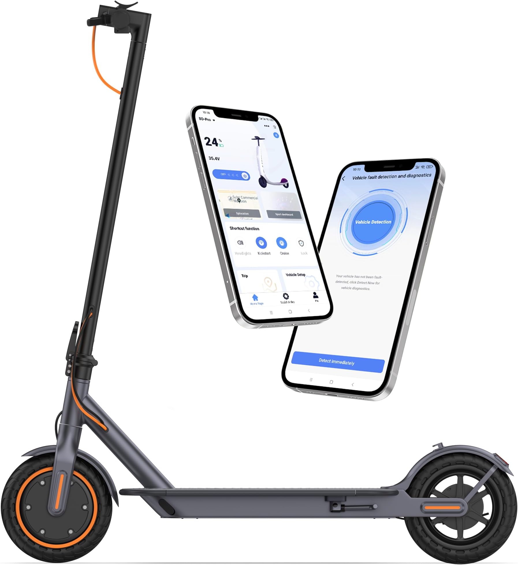 Electric Scooter for Adult, 350W Motor, Up to 19 MPH & 19-21 Miles Long Range, Folding E Scooter with 8.5" Solid Tire, Double Braking & Lighting, APP Control, Cruise