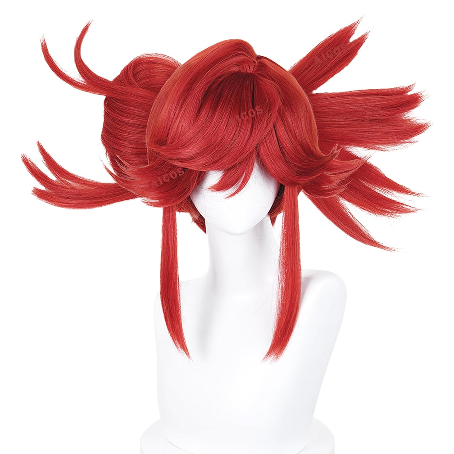Aicos Teal Blue and Black Medium Curly Wig with Bangs Anime Cosplay Costume Wig for Party Halloween Props Accessory