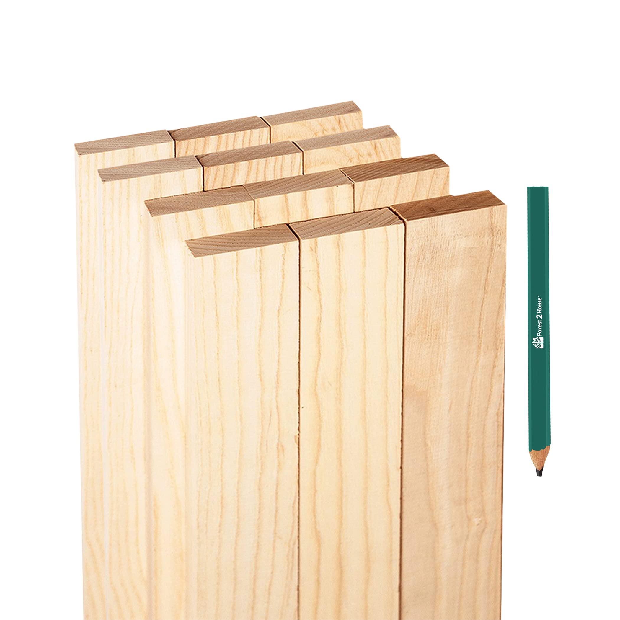 Forest 2 Home Ash Wood Lumber Bundle - 1 X 2 X 18 inches - 12 Board Pack - Kiln Dried Hardwood - S2S - Includes Carpenter Pencil