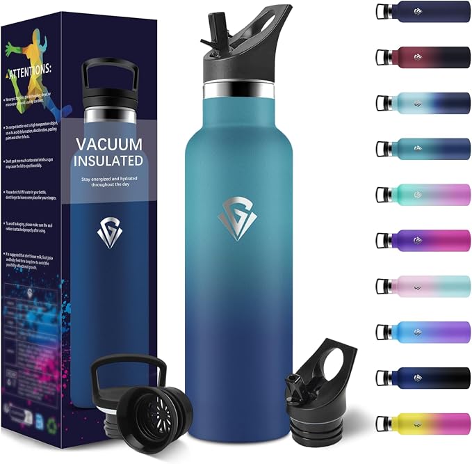 HoneyHolly Botella Agua Acero Inoxidable, Termo Agua Fria, 500ml Cantimplora Termica Sin BPA, 12H Caliente/24 Frío, Botella para Niños & Adultos, Botella Acero Inoxidable para Deporte, Oficina, Yoga
