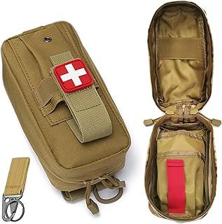 Tourniquet Holder Small Trauma Portable Tactical First Aid Pouch with Molle System IFAK Medical Pouch, Emergency EMT Med Kit for Camping and Hiking (Tan)
