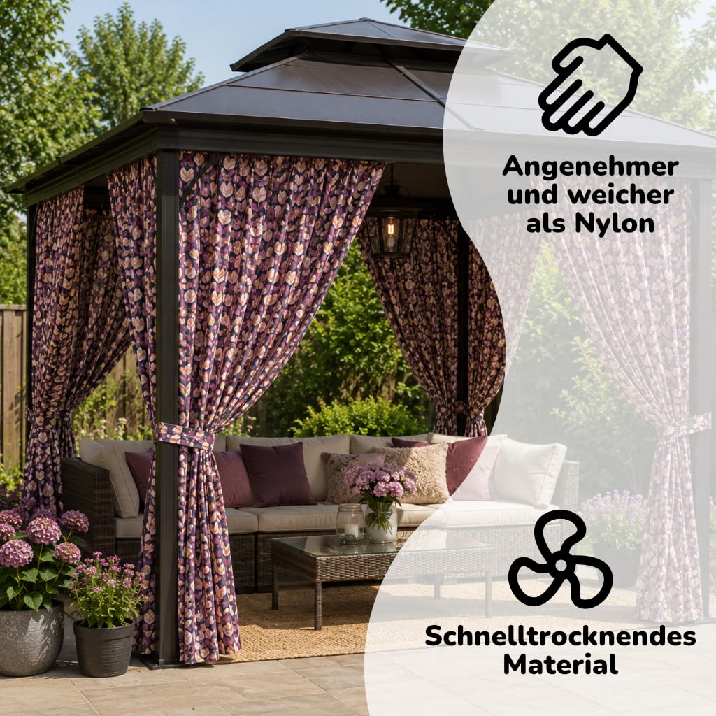 Takoy Wasserabweisender Stoff Meterware, Rosa Aquarellblumen Lulu, 5 m