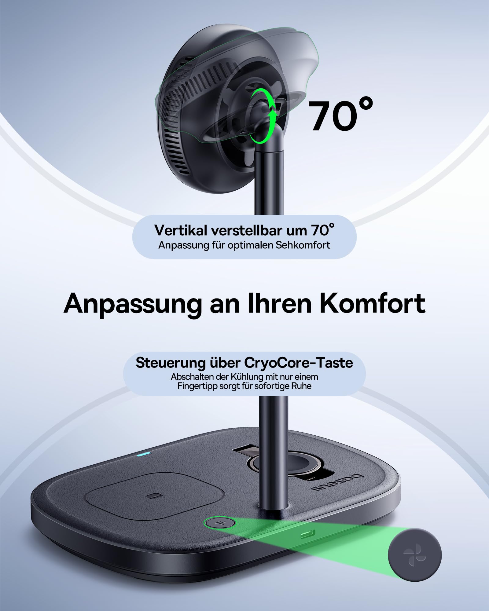 Baseus EnerFill 3-in-1 Kabelloses Ladegerät mit TEC Cooling, 22.5 W Kabellose Ladestation, Induktive Ladestation für Apple Watch und iPhone 16 15 14 13 12 Pro Max, für AirPod, mit 45 W Fast Charger