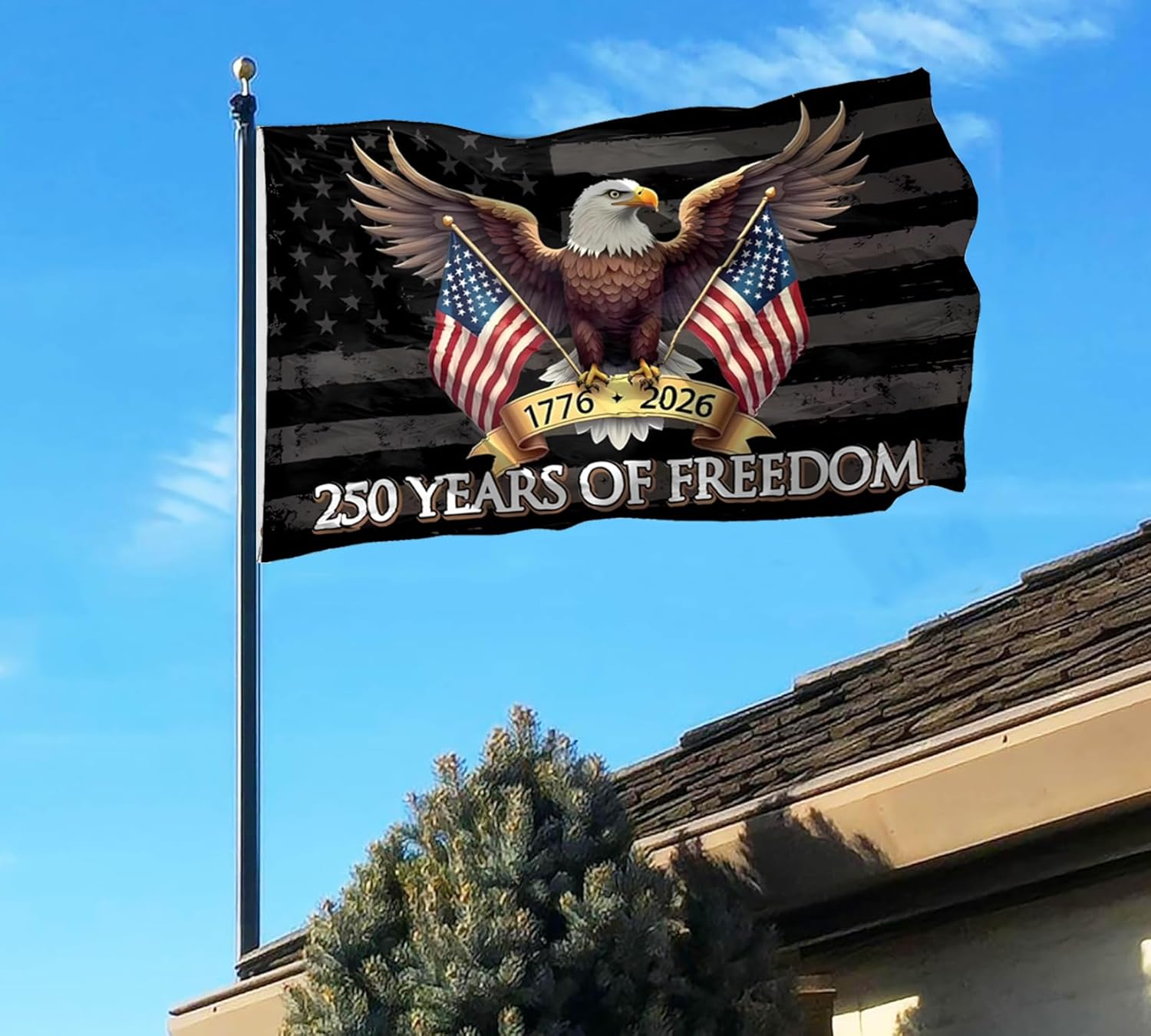 250 Years Of Freedom American Flag 3x5 Outdoor Double Sided Heavy Duty 3 Ply Polyester 1776-2026 USA 250th Birthday Anniversary Flags Fade Resistant Reinforced Brass Grommets - Image 7