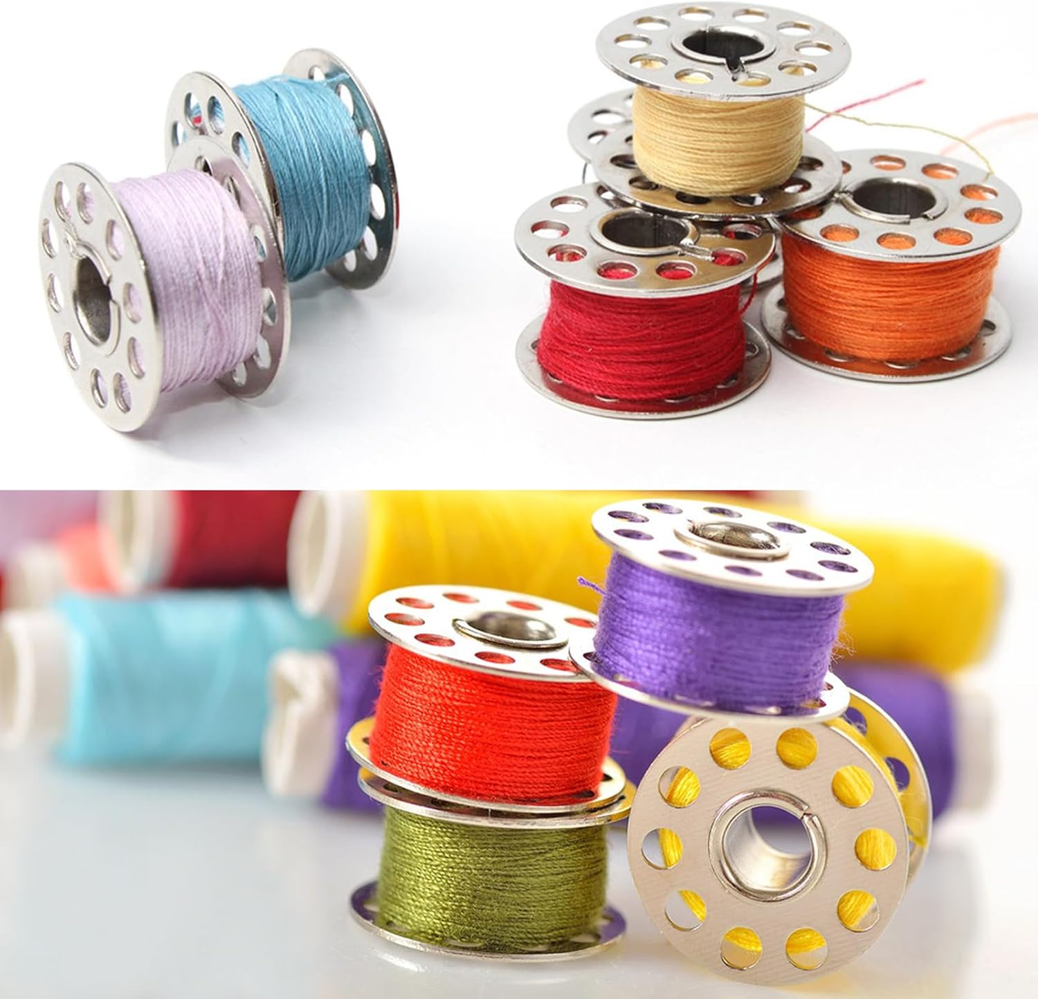 25 Pcs Metal Bobbins,Sewing Machine Bobbins Sewing Machine Accessories with Storage Box Class 15 Bobbins,Suitable for Singer Brother Bernina Kenmore Elna Babyloc Sewing Machine (Silvery)