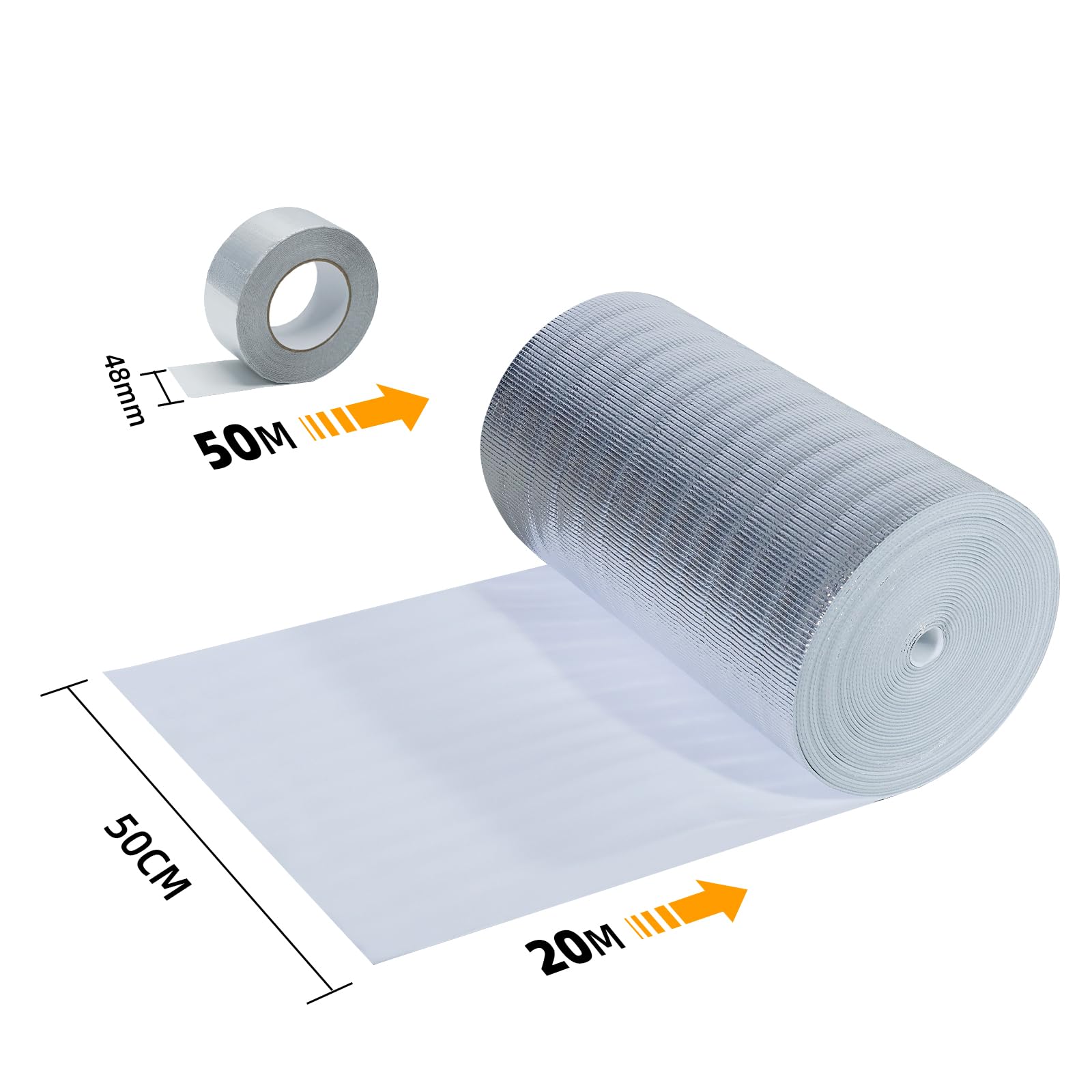 CCLIFE Isolante Termico Alluminato Foglio 3-4mm Riflettente Termosifoni,0.5x20 m - 10㎡