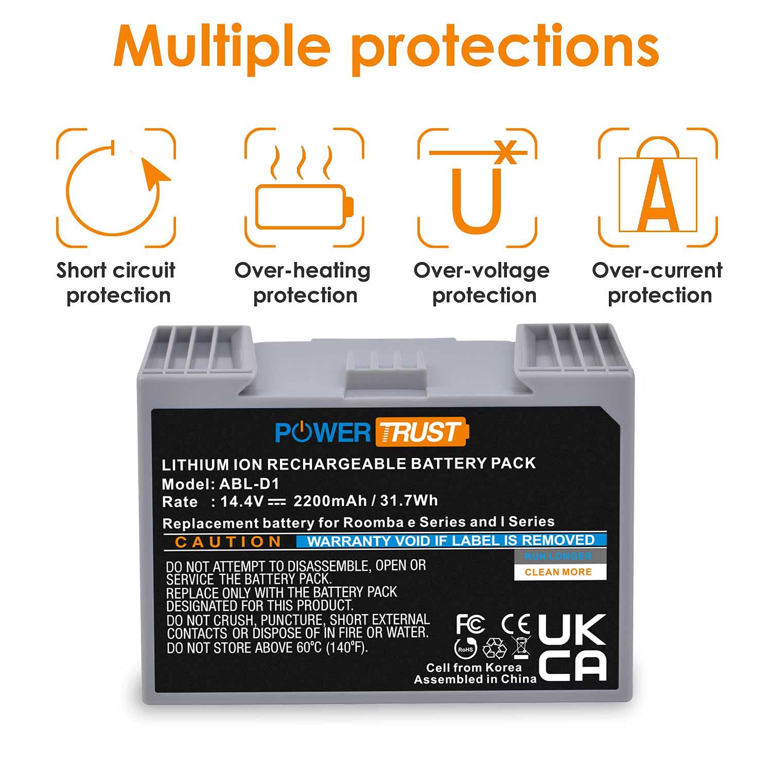 Upgraded 3500mAh Battery For IRobot Roomba I7, J7, I3, I4, E5, E6 - Replacement For ABL-D1/D2/F