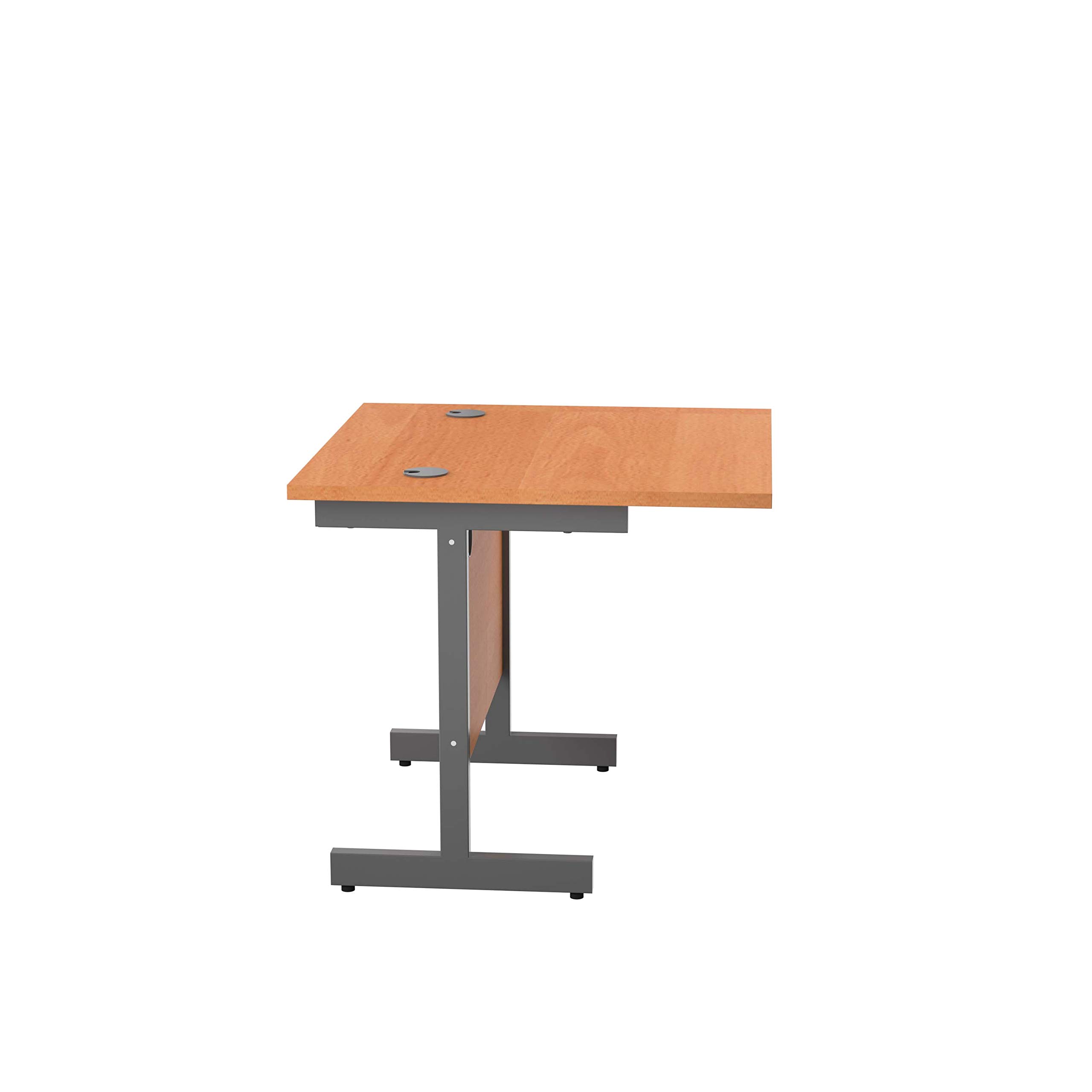 Office Hippo Heavy Duty Rectangular Cantilever Desk - Home Office Table + Integrated Cable Ports, PC Desk - 5 Yr Warranty - Silver Frame/Oak Top, 120cm x 80cm — view 49
