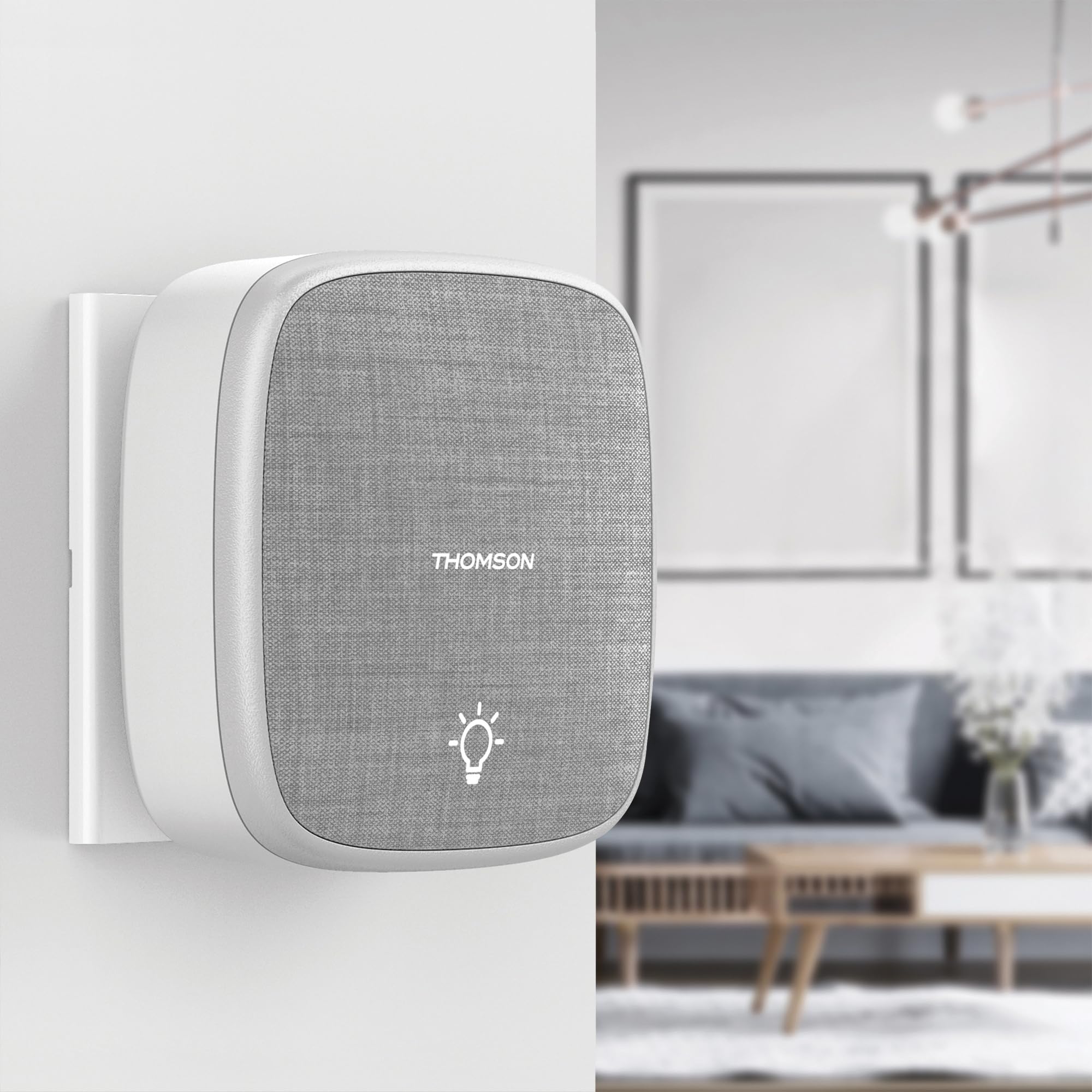 THOMSON Kinetic Halo, Sonnette sans Fil et sans Pile, Bouton cinétique, Portée 150 m en Champ Libre, Etanche IP44, Design Français
