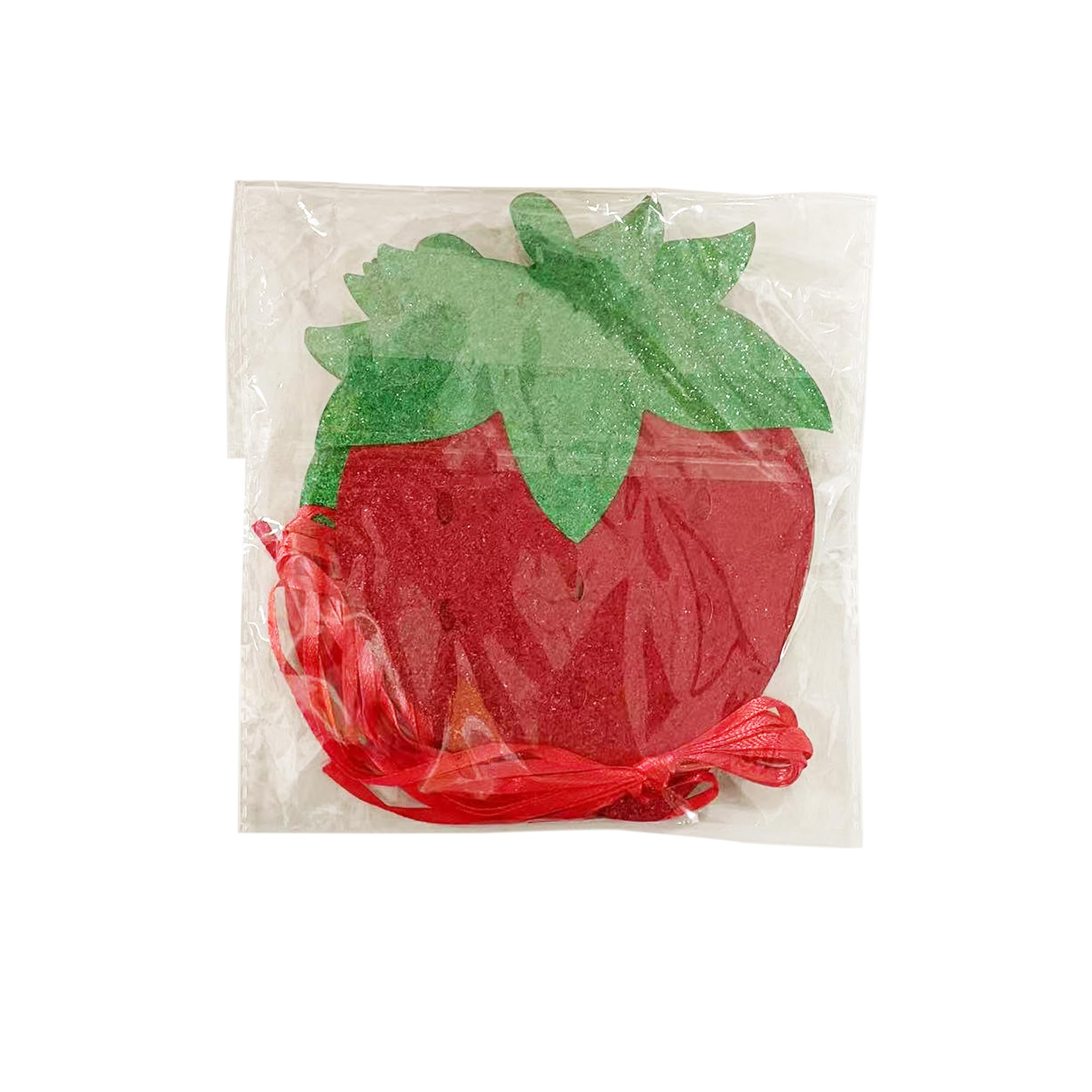 TSJ Wimpelkette „Happy Birthday“ Mit Erdbeermotiv – Babyparty-Girlande, 13 Buchstaben + 2 Erdbeeren