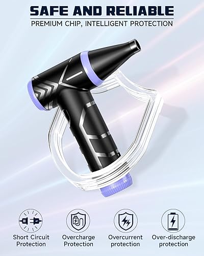 Miniatura 4 de HOTFIEN Plumero de aire comprimido, 150000 rpm, limpiador eléctrico diminuto de velocidad continua para teclado, limpieza profunda de PC, reemplazo