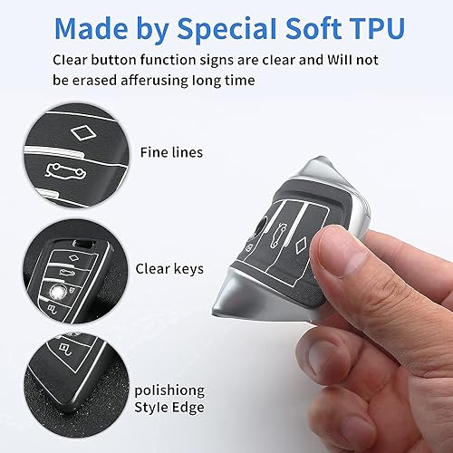 Miniatura 5 de BMW - Funda para llave de coche, forma de hoja para BMW Serie 1, 2, 5, 7, BMW X1, X3, X5, X6