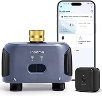 Vista 1 de Temporizador de agua WiFi de 2 zonas, entrada de latón, temporizador de aspersor para manguera de jardín, control remoto por aplicación