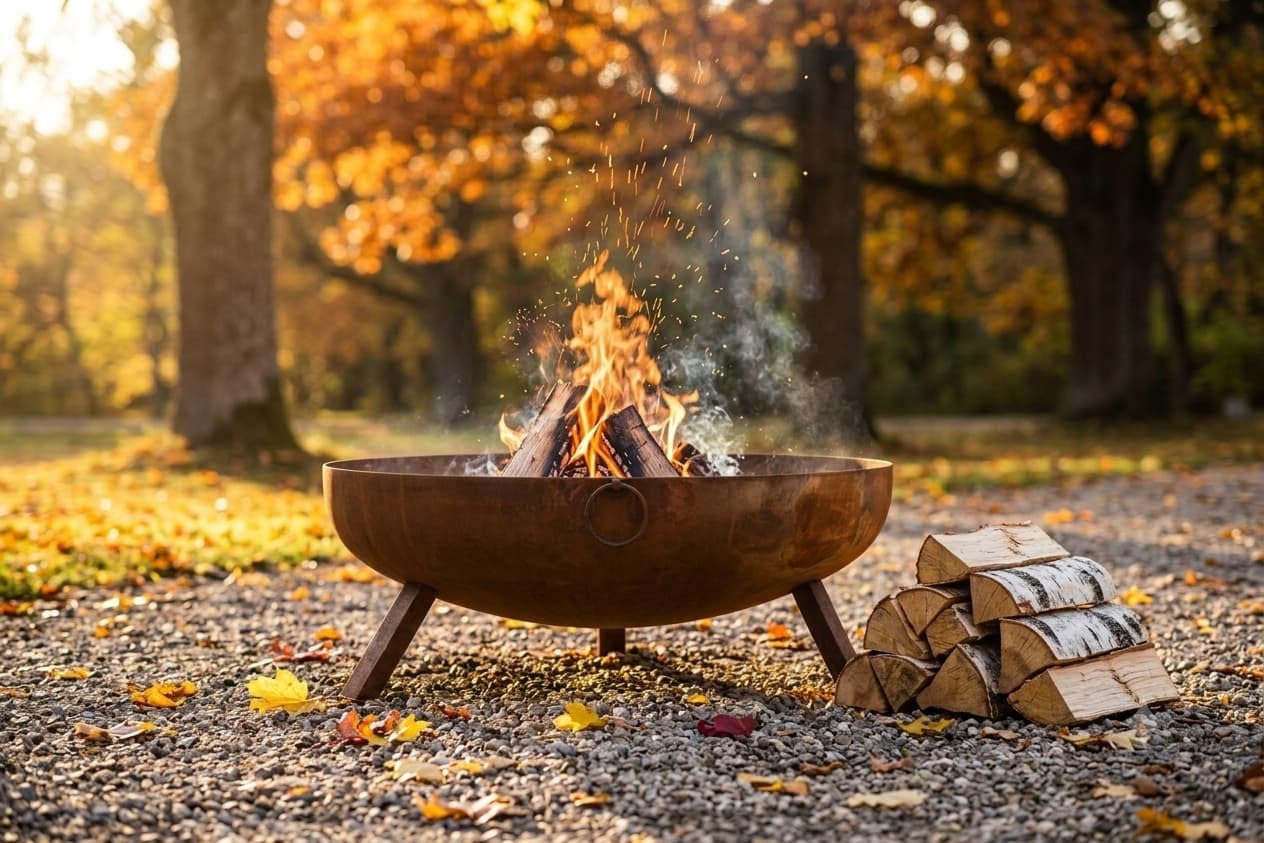 Feuerschale Cortenstahl 64 cm - 3mm Stahl, 15 kg - Rund, Wetterfest, Edelrost-Patina - Massive Feuerstelle für Garten und Terrasse - Favilla