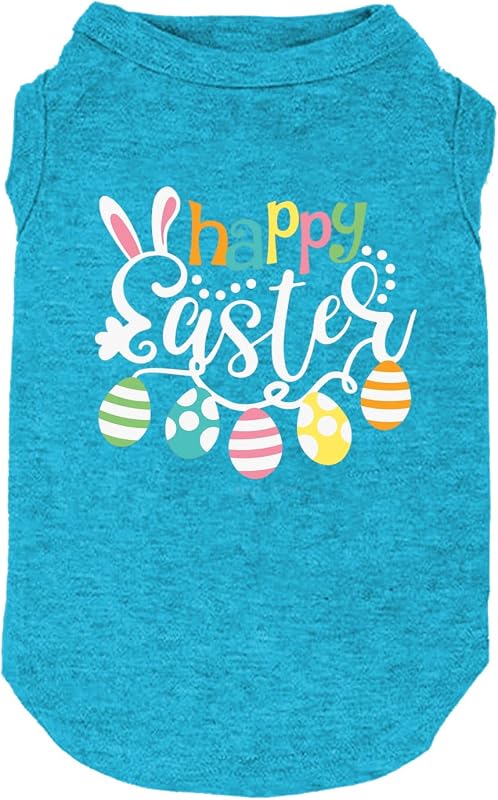 Camiseta para Cães com Estampa Divertida de Páscoa, Tecido Macio e Leve weokwock, Azul, Tamanho Médio