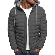 Men's Padded Jacket Water Resistant Hooded Puffer Jacket Packable Jacket Warm Down Jacket Microfibre Long Down Jacket Winter Coat Zip Double Layer Outerwear Filler for Travelling Walking UK