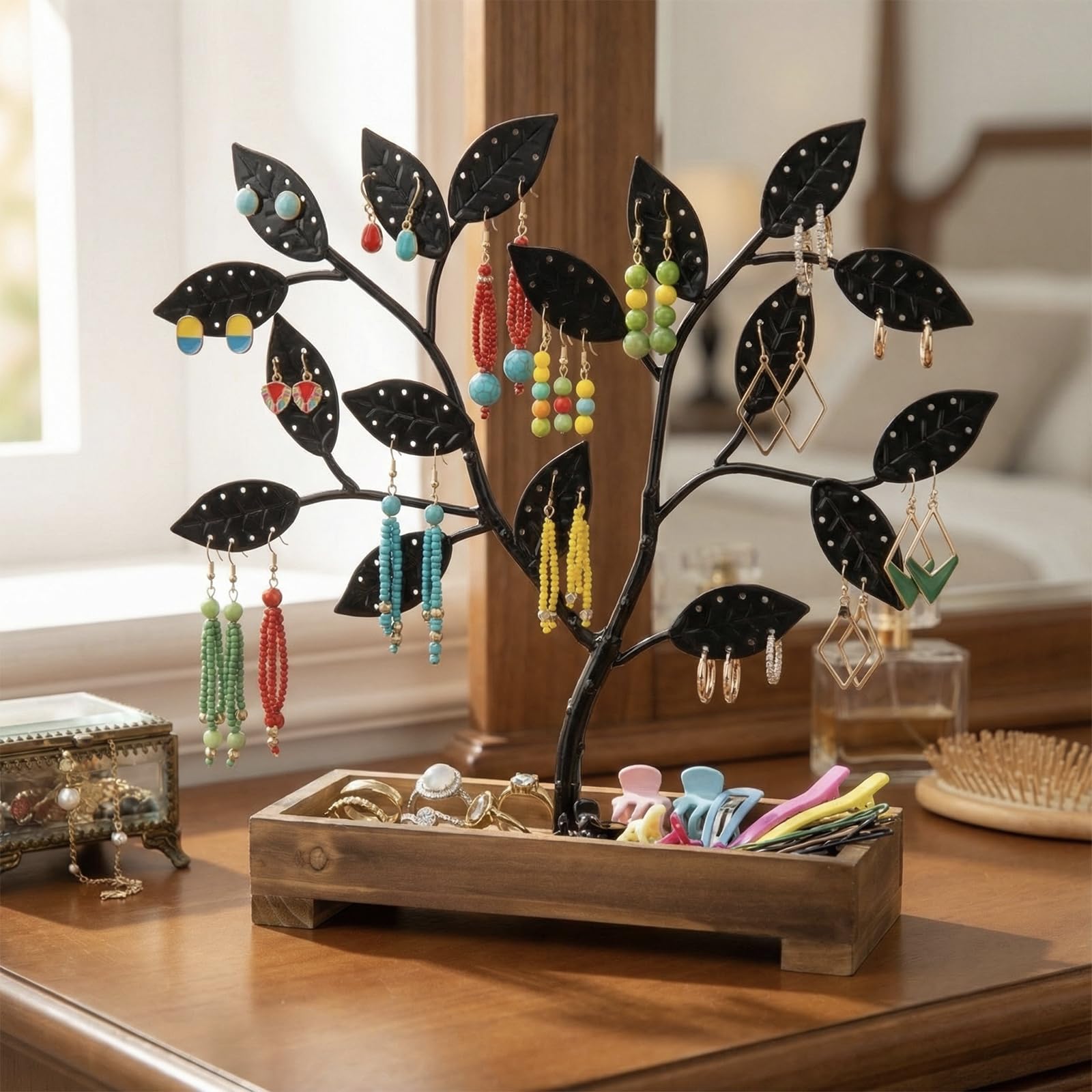Amazon.com: MyGift Earring Storage Rack Organizer, Matte Black