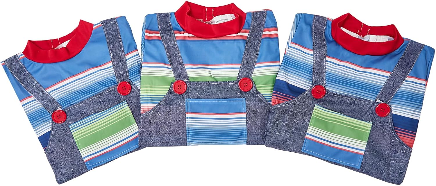 Kids Chucky Costume Killer Good Guy Chucky Cosplay Jumpsuit Bodysuit One-Piece Outfits for Boys Girls Halloween