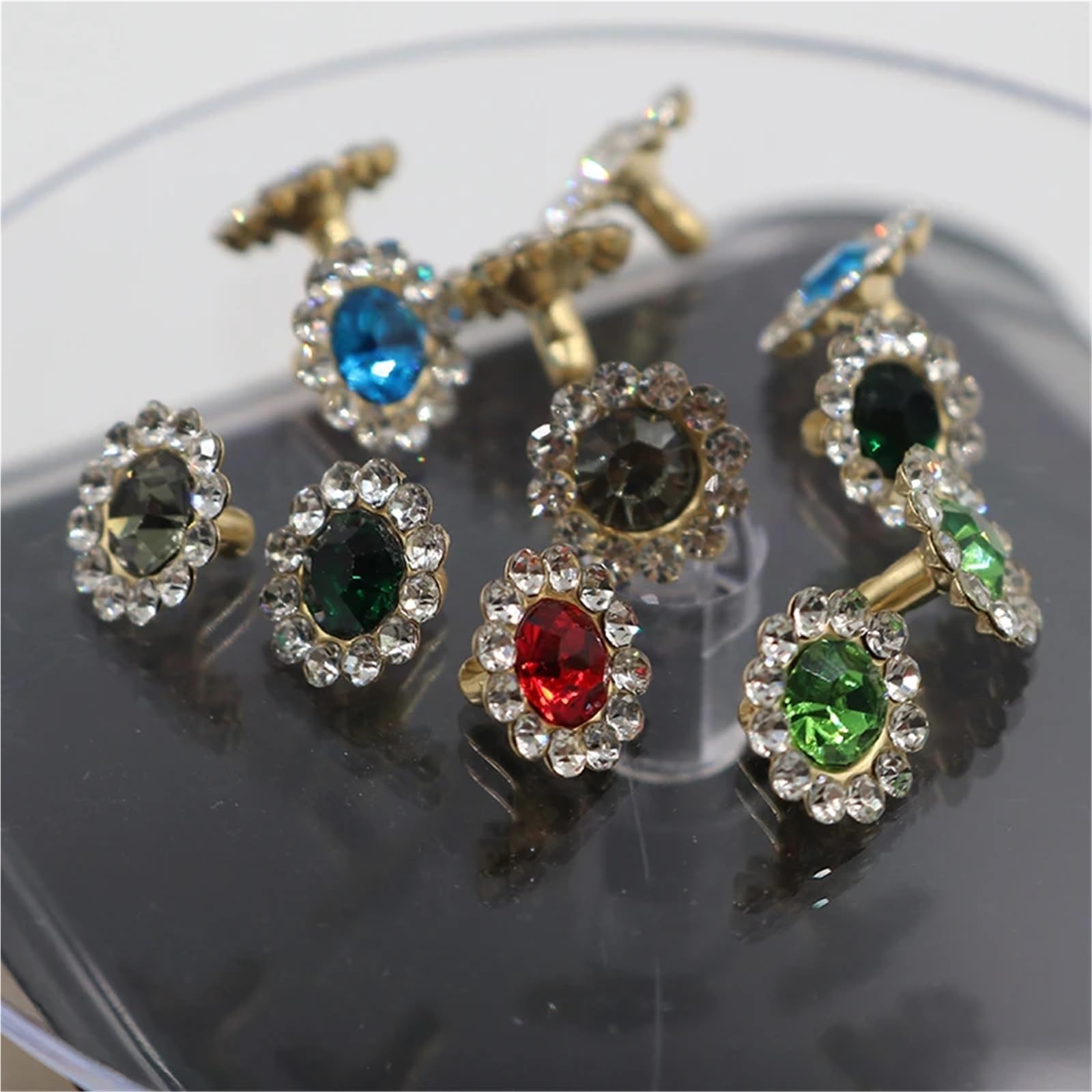 Remaches de cristal metálico, Remaches de diamantes imitación cristal con forma flor multicolor 12 mm, 100 piezas for manualidades DIY