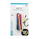 Nite Ize Gear Tie Cordable, The Orginal Reusable Rubber Twist Tie with Stretch-Loop For Cord Management + Storage, 6-Inch, Assorted Colors, 4 Pack, Made in the USA