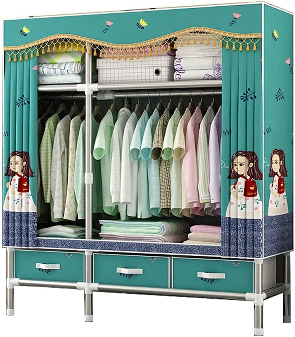 Wardrobe Portable Fabric Bedroom Rail Metal Bracket Stable Wardrobe 172 45 125CM Clothes Rack (Color : F Size : 172 45 125CM) (G 172 * 45 * 125CM)