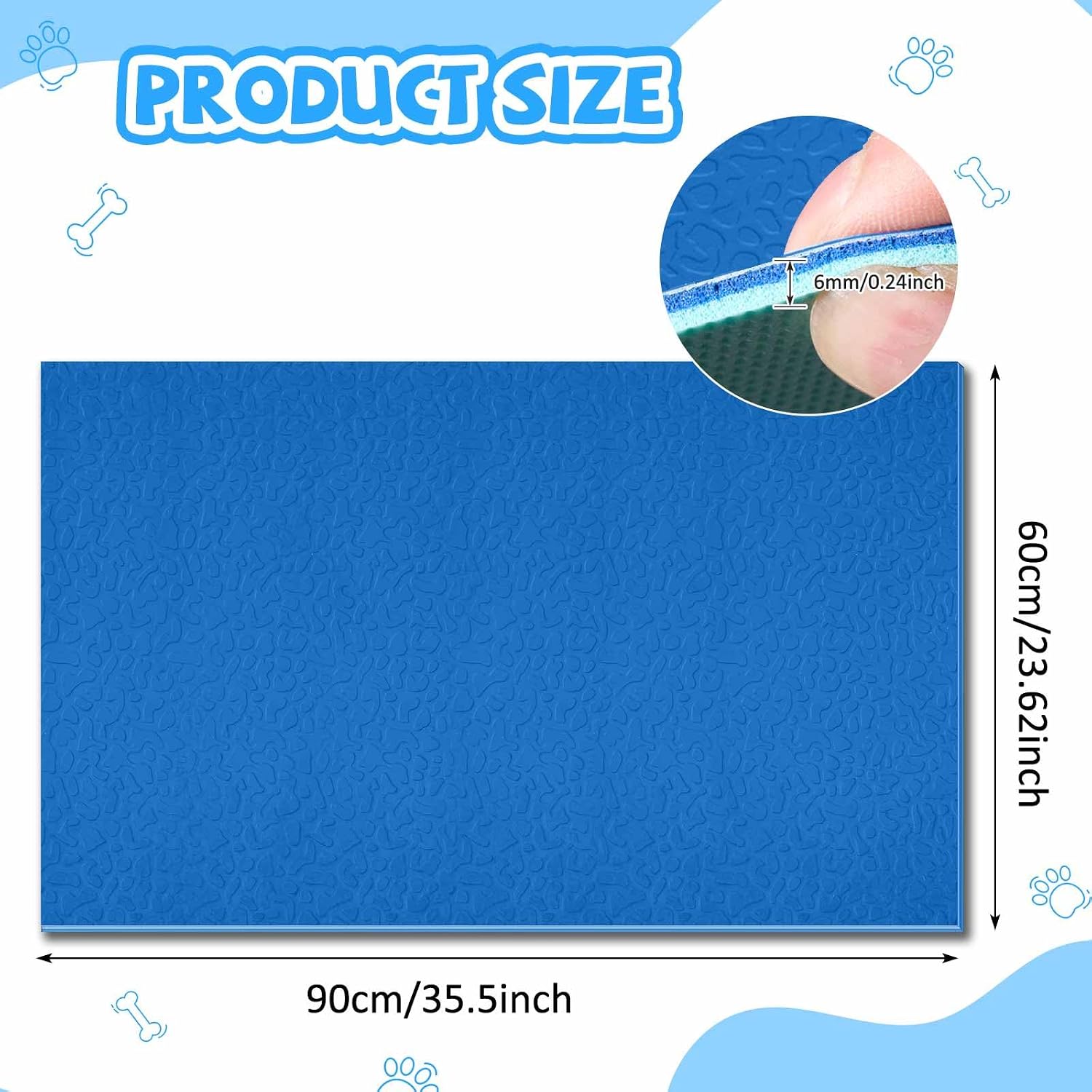 Nuanchu Extra Thick Grooming Table Mat Pad 36 x 24 x 0.24 Inches, Non-Slip PVC and Foam Pet Bathing Table Padded Mat for Grooming Pet Dogs Cat at Home(Blue)